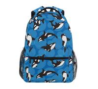 Mnsruu Orca Killer Whale on Blue Background Children Backpack for Boys Girls Middle-School Elementary Schoolbag Book Bag Laptop Backpack Casual Travel Rucksack,Lightweight Daypack