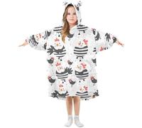 Mnsruu Oversized Blanket Hoodie for Kids Adult Girls Boys Cute Chickens White Wearable Blanket Fleece Hoodie Sweatshirt Front Big Pocket Super Warm Plush