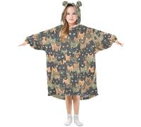 Mnsruu Oversized Blanket Hoodie for Kids Adult Girls Boys Dark Cats Green Wearable Blanket Fleece Hoodie Sweatshirt Front Big Pocket Super Warm Plush