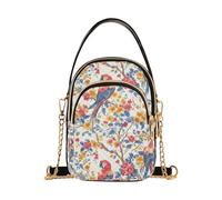 Mnsruu Painting Floral Parrot Blossom Crossbody Bag Small Shoulder Handbags Leather Purse for Women