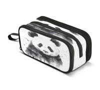 Mnsruu Panda Black Animal Watercolor Pencil Case Big Capacity Pen Bag Pouch Holder 3 Compartments Large Pencil Box for Boys Girls School Storage Organizer
