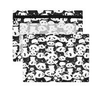 Mnsruu Panda Pattern 3 Rings Binder Pouch Pencil Case, 2 Pack Pencil Pouches with Zipper, Clear Window Cosmetic Bag