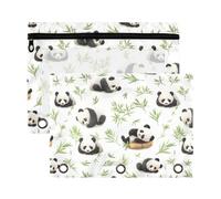 Mnsruu Panda Pattern 3 Rings Binder Pouch Pencil Case, 2 Pack Pencil Pouches with Zipper, Clear Window Cosmetic Bag
