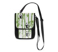 Mnsruu Panda Pattern Green Travel Wallet Passport Holder Credit Card Gadget Holder Pouch Bag Unisex Crossbody Wallet Travel Neck Wallet with Adjustable Strap