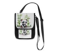 Mnsruu Panda Sitting Bamboo Travel Wallet Passport Holder Credit Card Gadget Holder Pouch Bag Unisex Crossbody Wallet Travel Neck Wallet with Adjustable Strap