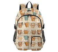 Mnsruu Paper Cup Brown 1 School Backpacks for Teen Girls Laptop Backpacks | Lightweight 14" Computer Bag College Women Casual Travel Daypack Mulitiple Pockets
