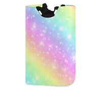 Mnsruu Pastel Unicorn With Rainbow Stars Pop-Up Laundry Hampers,Waterproof and Collapsible Laundry Basket with Handles for Baby Nursery College Dorms Kids Bedroom Bathroom