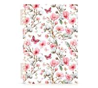 Mnsruu Peach Blossom Butterfly Pattern Spiral Notebook Journals 1 Pack, Hardcover Lined Journal for Women, A5 College Ruled Notebooks for Journaling Writing Work Office School 5.7x8.3 Inch