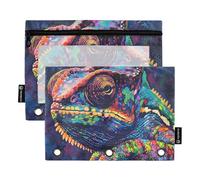 Mnsruu Pencil Pouch for 3 Ring Binder, A Panther Chameleon Pencil Bag Pencil Case Cosmetic Bag with Zipper Clear Window for Office Travel Cosmetic, 2 Pack