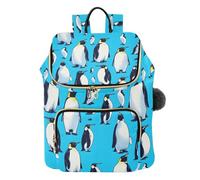Mnsruu Penguin Animal Blue Ocean Backpack for Women Travel Anti Theft Rucksack Large Casual Daypacks Quilted Laptop Purse Ladies Fashion Handbag