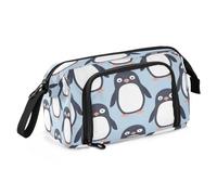 Mnsruu Penguin Bird Blue Pencil Case Big Capacity Pen Bag Stationery Pencil Pouch Handheld Bag for Student Teen School Office