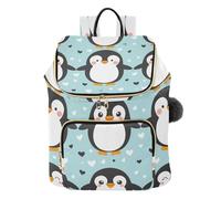 Mnsruu Penguin Blue Heart Backpack for Women Travel Anti Theft Rucksack Large Casual Daypacks Quilted Laptop Purse Ladies Fashion Handbag