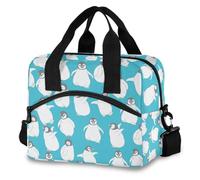 Mnsruu Penguin Blue Insulated Lunch Bag for Women Kids Reusable Leakproof Children's Cooler Bag Lunch Box Bags for Work School BBQ Picnic