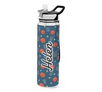 Mnsruu Personalised Basketball Star Water Bottle 1L with Straw, Customised Names Leakproof BPA Free Tritan Drink Bottle, Sport Water Bottle