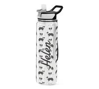 Mnsruu Personalised Border Collie Dog Water Bottle 1L with Straw, Customised Names Leakproof BPA Free Tritan Drink Bottle, Sport Water Bottle