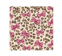 Mnsruu Pink Bow Leopard Print Pattern Cloth Napkins Polyester Dinner Napkins Set of 6 for Indoor Outdoor Dining Special Occasions Parties