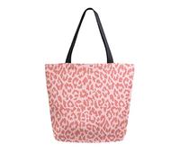 Mnsruu Pink Cheetah Leopard Print Grocery Reusable Tote Bag Women Large Casual Handbag Shoulder Bags for Shopping Groceries Travel