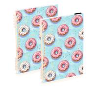 Mnsruu Pink Donut Spiral Notebook Journals 2 Pack, Hardcover Lined Journal for Women, A5 College Ruled Notebooks for Journaling Writing Work Office School 5.7x8.3 Inch