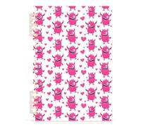 Mnsruu Pink Heart Monster Spiral Notebook Journals 1 Pack, Hardcover Lined Journal for Women, A5 College Ruled Notebooks for Journaling Writing Work Office School 5.7x8.3 Inch