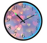 Mnsruu Pink Heart Neon Pattern Wall Clock Luminous Bedroom Clocks Battery Operated Silent Glow in the Dark Clock for Living Room Kitchen 12 Inch