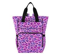 Mnsruu Pink Purple Blue Leopard Print Pattern Baby Diaper Bag Backpack Large Bag Waterproof Travel Diaper Bags for Moms and Dads
