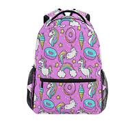 Mnsruu Pink Unicorn Donut Ice Cream Backpack Daypack College School Travel Shoulder Bag