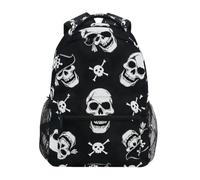 Mnsruu Pirate Skull Black Skeleton Backpack Rucksack School Bag for Girls Boys Kids Student Boogbag Laptop Travel Daypack