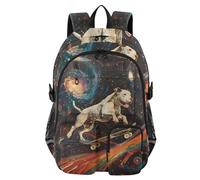 Mnsruu Pit Bull Dog Stars Comets Nebula Backpack Laptop Backpack for College Women Men College Bookbag Water Resistant Travel Daypack Casual Multi Pocket
