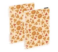 Mnsruu Pizza Love Pattern Spiral Notebook Journals 2 Pack, Hardcover Lined Journal for Women, A5 College Ruled Notebooks for Journaling Writing Work Office School 5.7x8.3 Inch