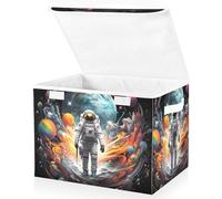 Mnsruu Planet Astronaut Storage Boxes with Lids, Large Storage Basket Organizer Shelves Cube Bin Toy Clothes Underbed