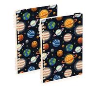 Mnsruu Planet Solar System Spiral Notebook Journals 2 Pack, Hardcover Lined Journal for Women, A5 College Ruled Notebooks for Journaling Writing Work Office School 5.7x8.3 Inch