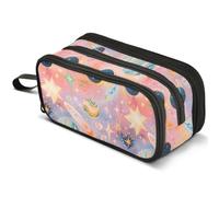 Mnsruu Planets Galaxy Stars Pencil Case Large Capacity Pen Pouch Pencil Bag with 3 Compartments Pen Holder Organizer Stationery Bag