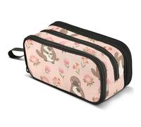 Mnsruu Platypus Flowers Pencil Case Large Capacity Pen Pouch Pencil Bag with 3 Compartments Pen Holder Organizer Stationery Bag