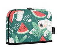 Mnsruu Polar Bear on The Beach Standing Pencil Case, Large Capacity Pen Bag for Boys Girls Multi-Layer Pen Pouch Pencil Holder Stationery Organizer for School Office Work