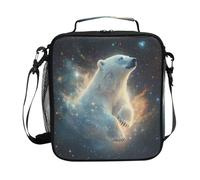 Mnsruu Polar Bear Starry Sky Lunch Bag for Kids, Insulated Lunch Box Large Freezable Lunch Boxes Cooler Meal Prep Lunch Tote with Shoulder Strap for Boys Girls