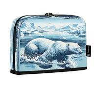 Mnsruu Polar Bear Swim in The Water Standing Pencil Case, Large Capacity Pen Bag for Boys Girls Multi-Layer Pen Pouch Pencil Holder Stationery Organizer for School Office Work