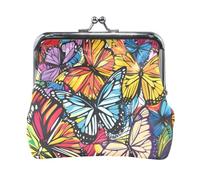 Mnsruu Portable Coin Purses for Women Girls Abstract Butterfly Colorful Pouch Mini Purse Kiss-Lock Change Wallet Small Leather Purses for Women Girls Credit Card, Keys, Coin, Headset
