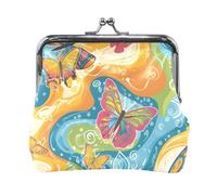 Mnsruu Portable Coin Purses for Women Girls Abstract Colorful Butterflies River Pouch Mini Purse Kiss-Lock Change Wallet Small Leather Purses for Women Girls Credit Card, Keys, Coin, Headset