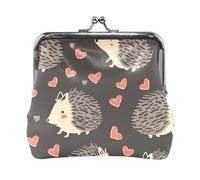 Mnsruu Portable Coin Purses for Women Girls Animal Baby Hedgehog Pink Heart Pouch Mini Purse Kiss-Lock Change Wallet Small Leather Purses for Women Girls Credit Card, Keys, Coin, Headset