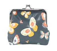 Mnsruu Portable Coin Purses for Women Girls Beautiful Butterfly Navy Pouch Mini Purse Kiss-Lock Change Wallet Small Leather Purses for Women Girls Credit Card, Keys, Coin, Headset
