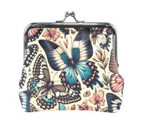 Mnsruu Portable Coin Purses for Women Girls Boho Butterfly Pattern Illustration Pouch Mini Purse Kiss-Lock Change Wallet Small Leather Purses for Women Girls Credit Card, Keys, Coin, Headset