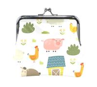 Mnsruu Portable Coin Purses for Women Girls Cartoon Goat Sheep Roos Pouch Mini Purse Kiss-Lock Change Wallet Small Leather Purses for Women Girls Credit Card, Keys, Coin, Headset