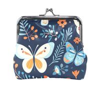 Mnsruu Portable Coin Purses for Women Girls Colorful Butterfly Pouch Mini Purse Kiss-Lock Change Wallet Small Leather Purses for Women Girls Credit Card, Keys, Coin, Headset