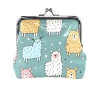 Mnsruu Portable Coin Purses for Women Girls Cute Alpacas Hand Drawn Colorful Pouch Mini Purse Kiss-Lock Change Wallet Small Leather Purses for Women Girls Credit Card, Keys, Coin, Headset
