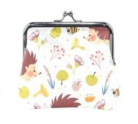 Mnsruu Portable Coin Purses for Women Girls Cute Hedgehog Pattern Pouch Mini Purse Kiss-Lock Change Wallet Small Leather Purses for Women Girls Credit Card, Keys, Coin, Headset