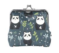 Mnsruu Portable Coin Purses for Women Girls Cute Panda with Butterfly and Floral Pouch Mini Purse Kiss-Lock Change Wallet Small Leather Purses for Women Girls Credit Card, Keys, Coin, Headset