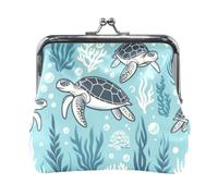 Mnsruu Portable Coin Purses for Women Girls Cute Turtles in The Sea Pouch Mini Purse Kiss-Lock Change Wallet Small Leather Purses for Women Girls Credit Card, Keys, Coin, Headset