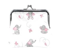 Mnsruu Portable Coin Purses for Women Girls Elephant Butterfly Prints Pouch Mini Purse Kiss-Lock Change Wallet Small Leather Purses for Women Girls Credit Card, Keys, Coin, Headset