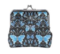 Mnsruu Portable Coin Purses for Women Girls Floral with Butterfly Pouch Mini Purse Kiss-Lock Change Wallet Small Leather Purses for Women Girls Credit Card, Keys, Coin, Headset