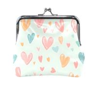Mnsruu Portable Coin Purses for Women Girls Love Chalk Painting Hearts Pouch Mini Purse Kiss-Lock Change Wallet Small Leather Purses for Women Girls Credit Card, Keys, Coin, Headset